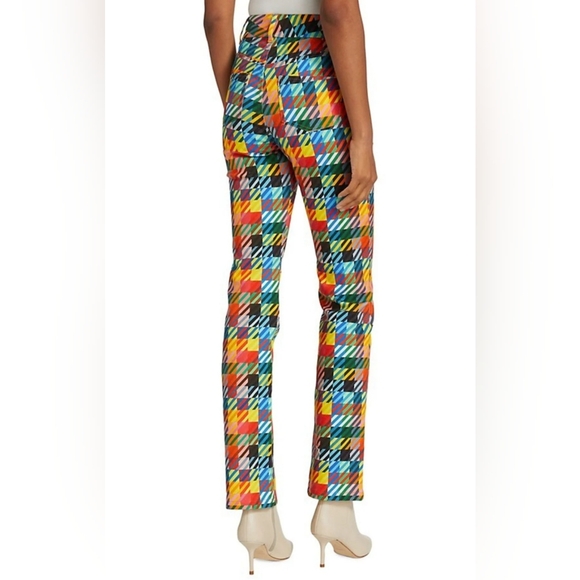 NWT Bruce Glen Colorful Patterned Women's Denim Flare Trousers Sz 6 - Picture 3 of 6